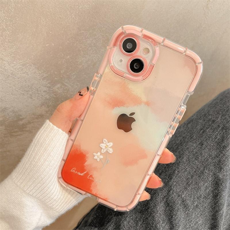 Luminous Art Abstract Phone Case For iPhone 13 12 11 Pro Max Transparent Silicone Shockproof Bumper Cover Floral Girly Transparent Phone Case Glow In Dark iphone case