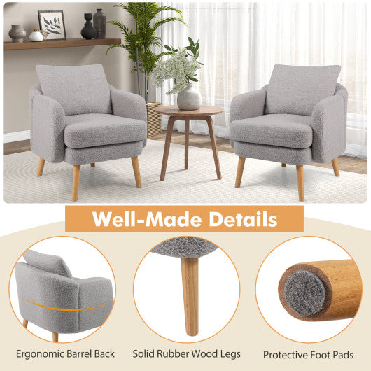 Sherpa Accent Chair Modern Living Room Chair with Seat Cushion-Grey