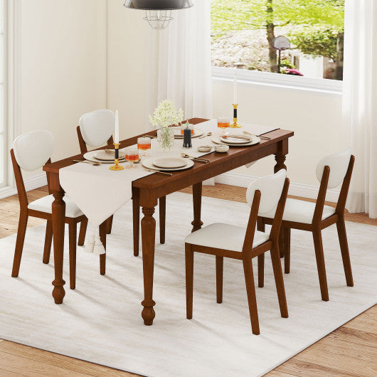 Sherpa Dining Chairs Set of 4 with Rubber Wood Legs for Dining Room-Walnut