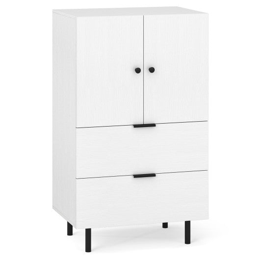 Sideboard Buffet Cabinet 2-Door Serving Cupboard with Drawers-White
