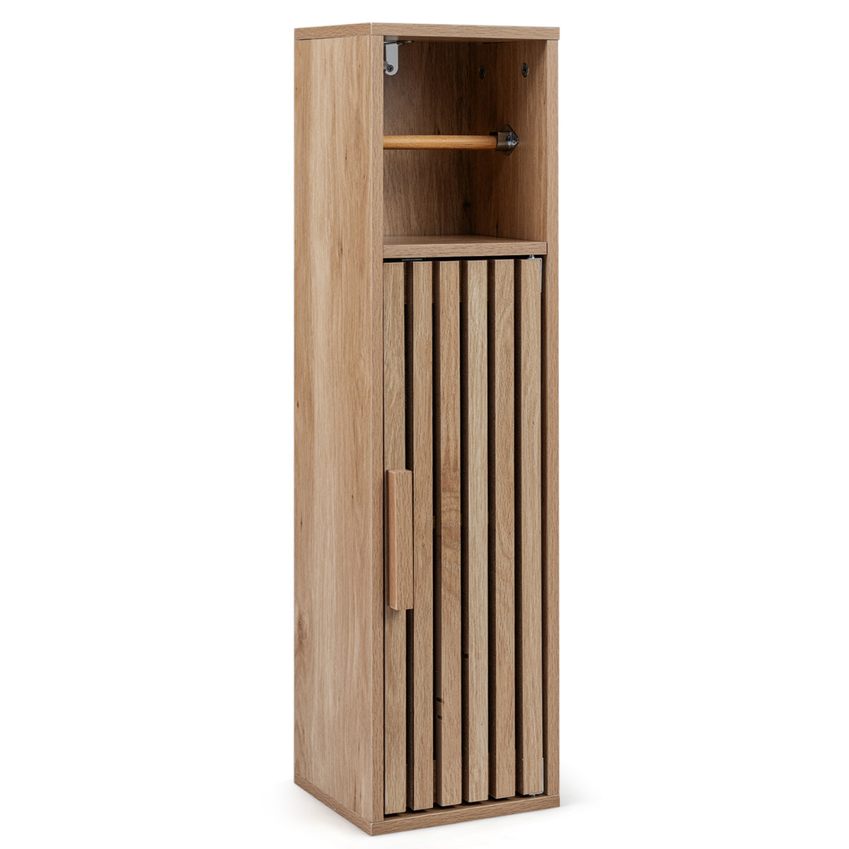 Slim Bathroom Cabinets Freestanding Toilet Paper Holder Stand with Door-Natural
