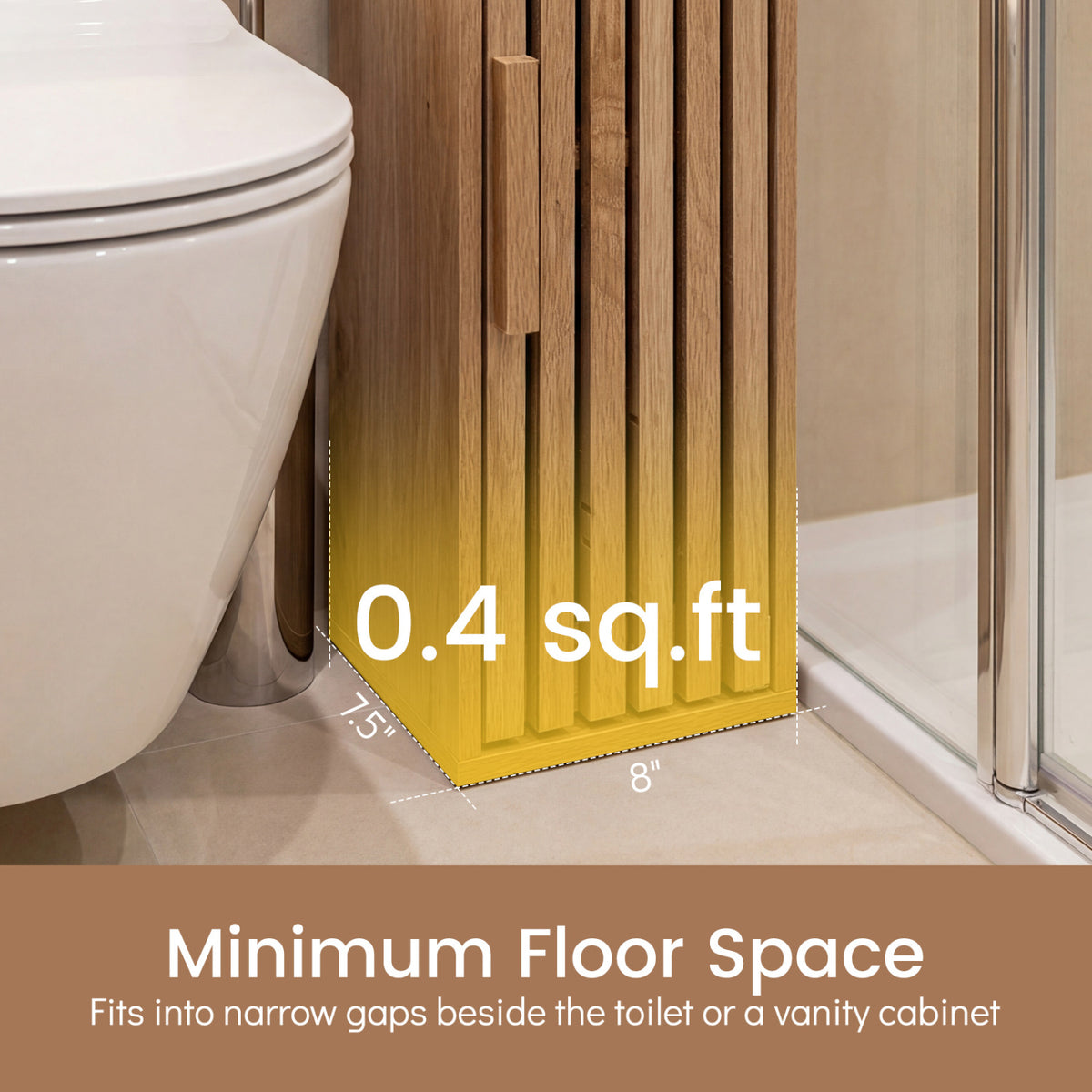 Slim Bathroom Cabinets Freestanding Toilet Paper Holder Stand with Door-Natural