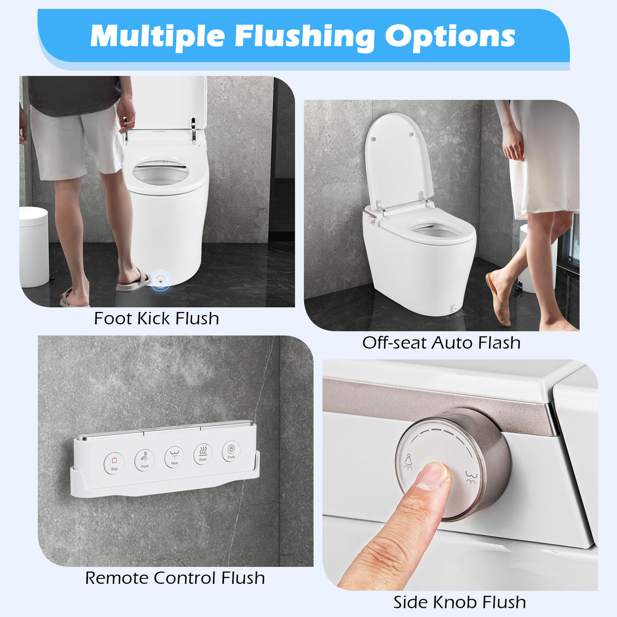 Elongated Smart Bidet Toilet Heated Seat Sensor Auto-White
