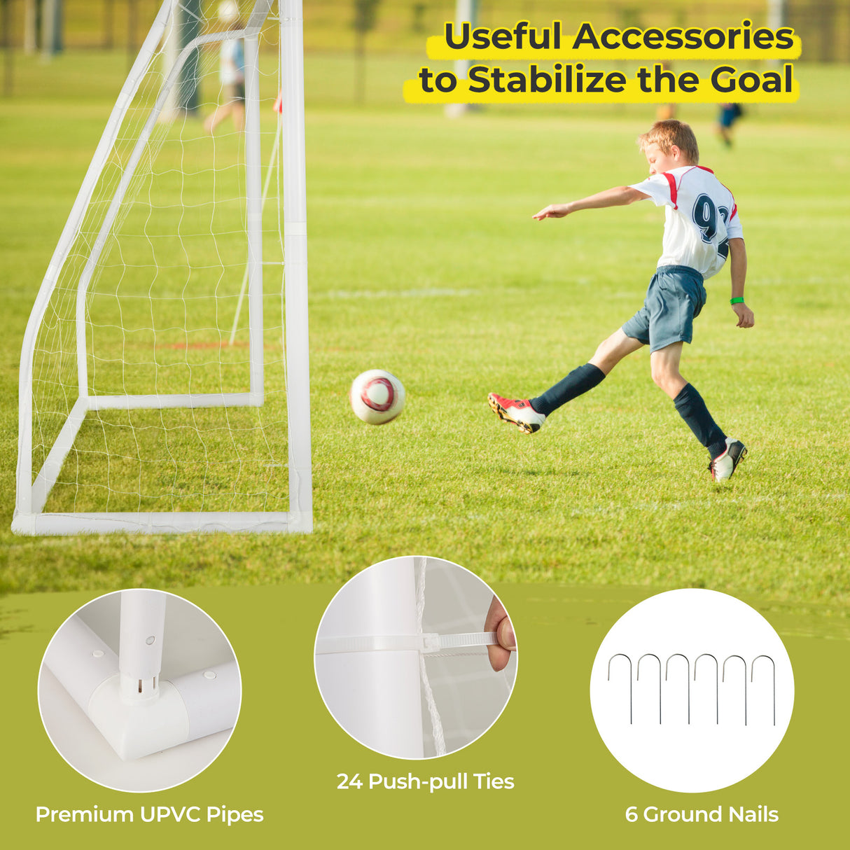 8' x 6' Soccer Goal with Ground Stakes and Soccer Cones