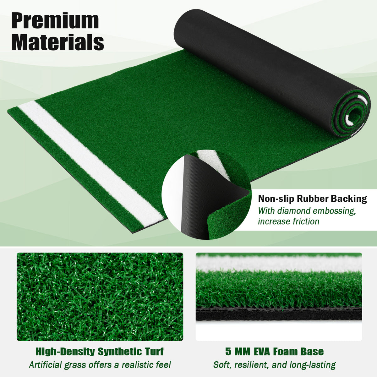 Softball Pitching Mat 10 x 3 Feet Softball Training Aid-Green