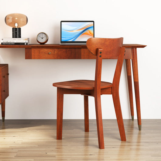 Solid Wood Dining Chair Set of 2 with Curved Backrest and Rubber Wood Frame-Espresso