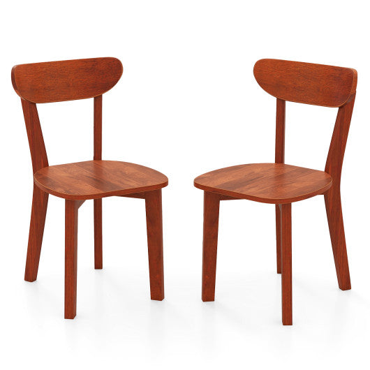 Solid Wood Dining Chair Set of 2 with Curved Backrest and Rubber Wood Frame-Espresso