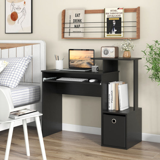Space-saving Computer Desk with Pull-out Keyboard Tray-Black