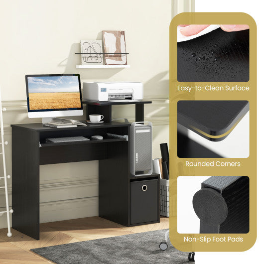 Space-saving Computer Desk with Pull-out Keyboard Tray-Black