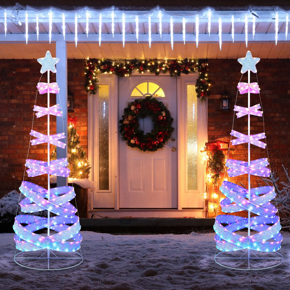 7 Feet Outdoor Spiral Christmas Tree for Party Xmas New Year Decoration
