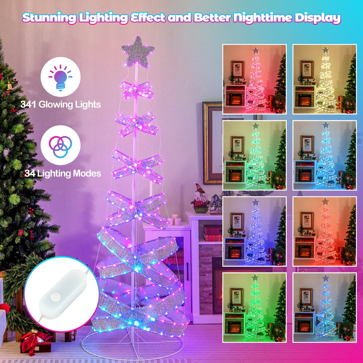 7 Feet Outdoor Spiral Christmas Tree for Party Xmas New Year Decoration