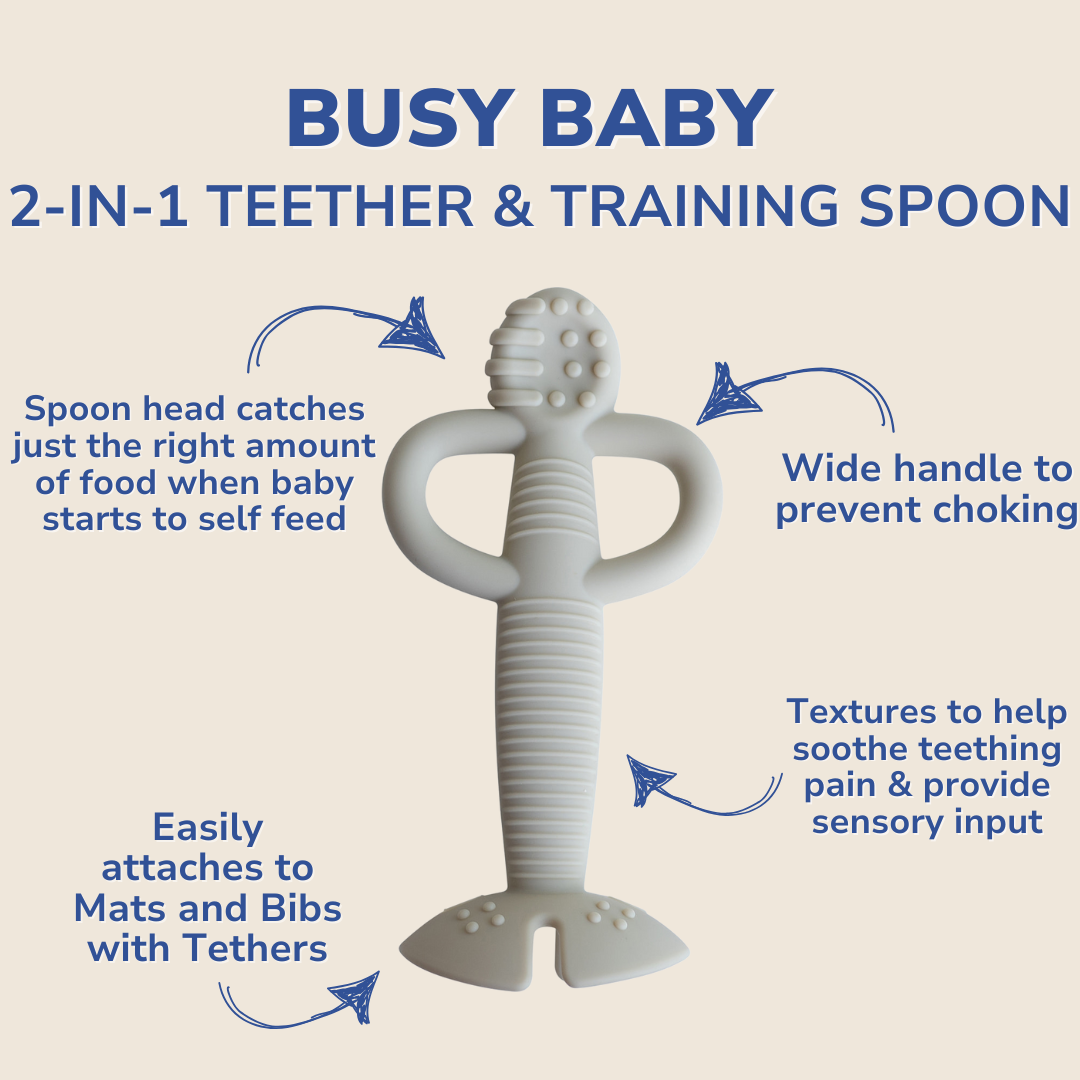 2-in-1 Teether & Training Spoon TAN