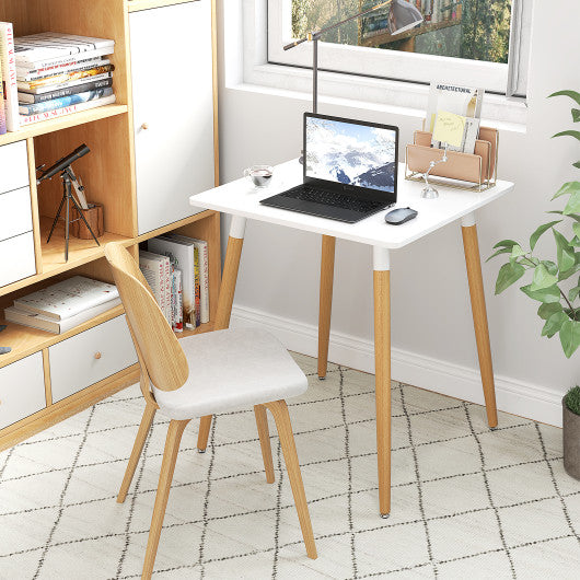 Square Dining Table with Adjustable Foot Pads for Dining Room Kitchen-White