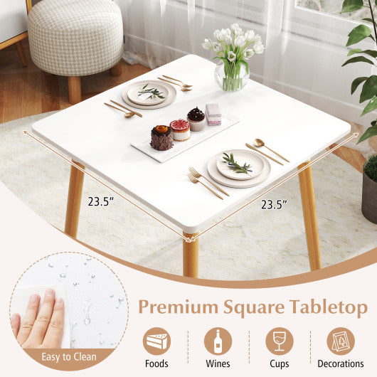 Square Dining Table with Adjustable Foot Pads for Dining Room Kitchen-White