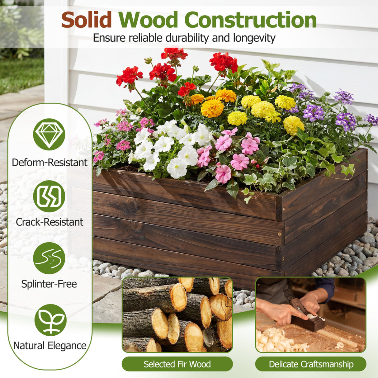 Square Raised Garden Bed Flower Vegetables Seeds Planter