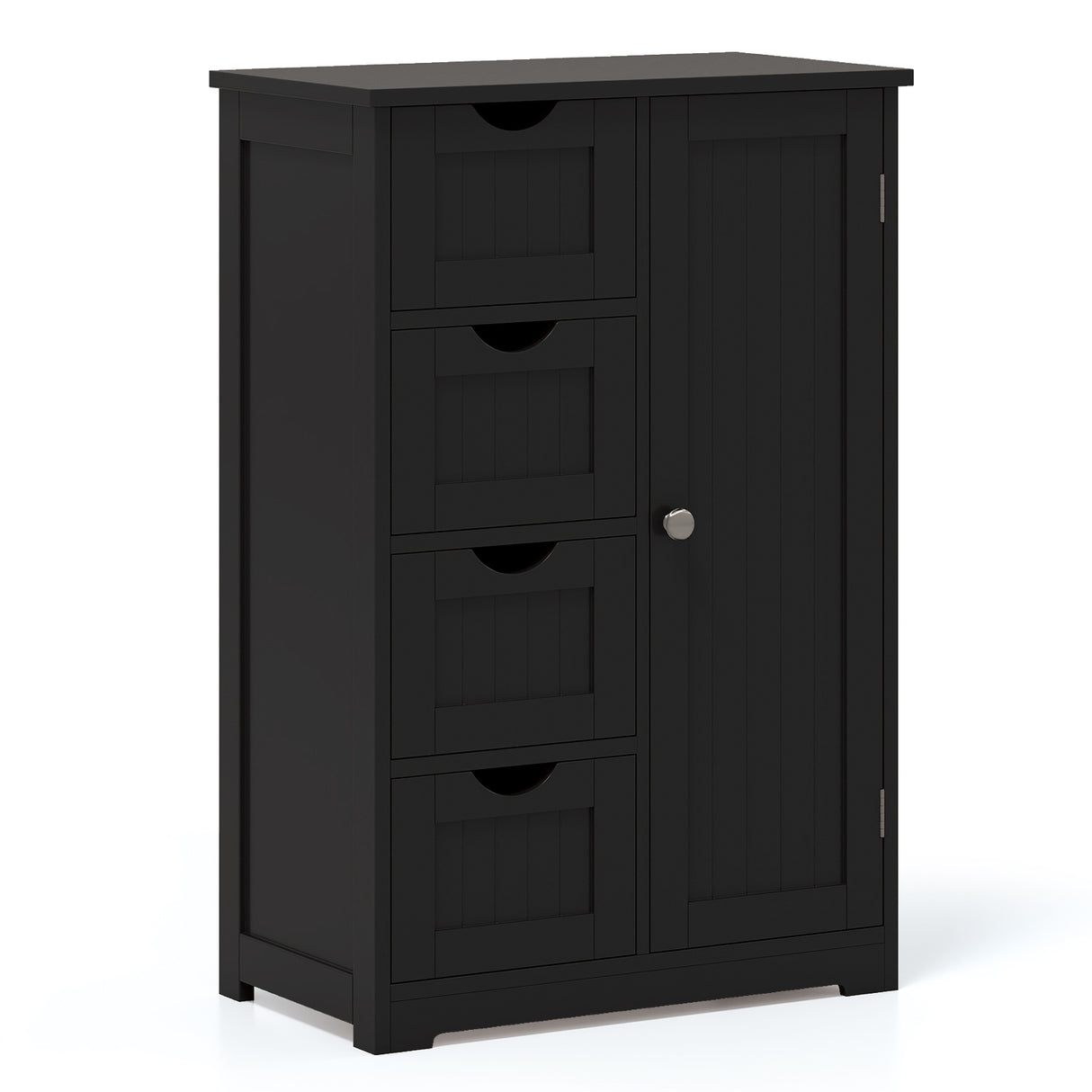 Standing Indoor Wooden Cabinet with 4 Drawers-Black