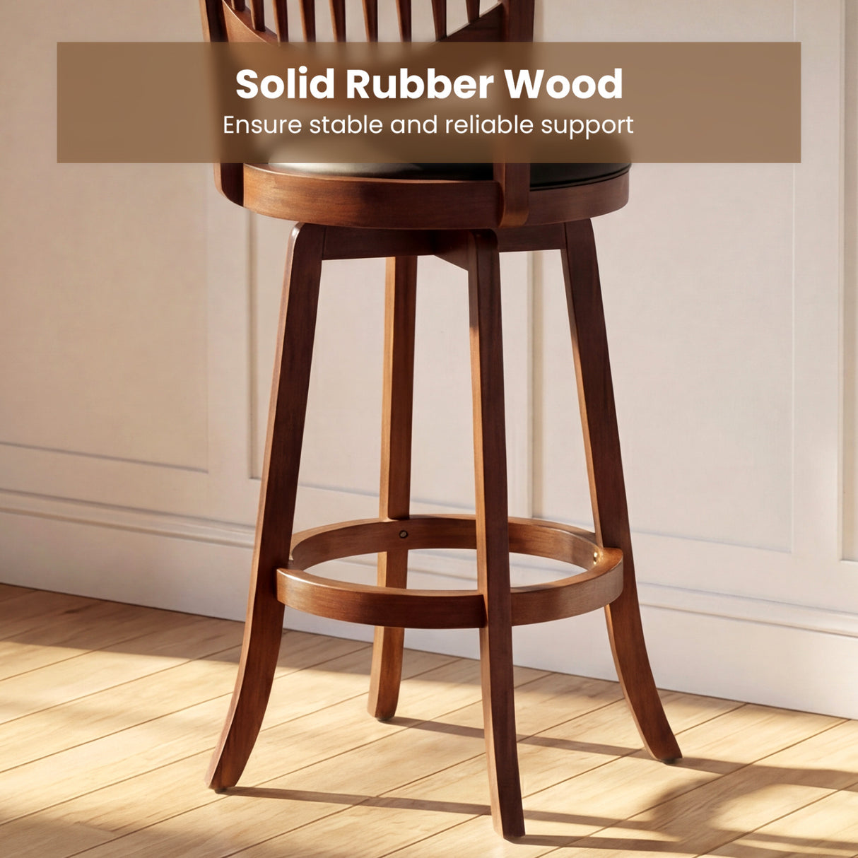 Swivel Bar Stools Set of 2 with Backrest and Wood Frame-30 Inches