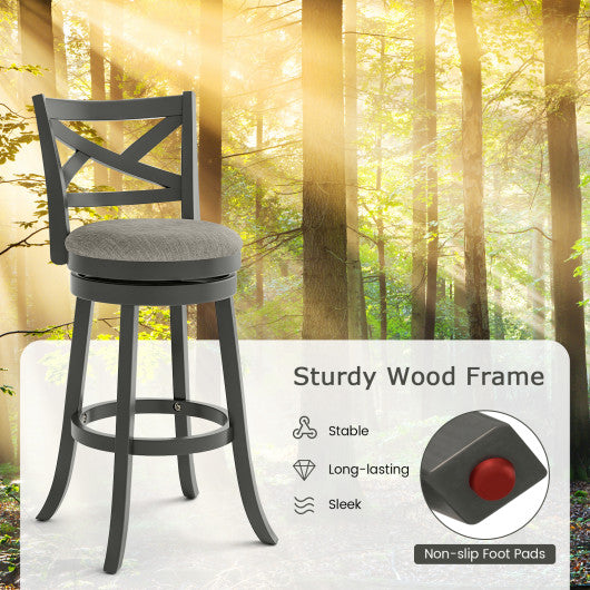 25/30 Inch Swivel Bar Stools Set of 2 with Backrests and Wood Frame-30 inches