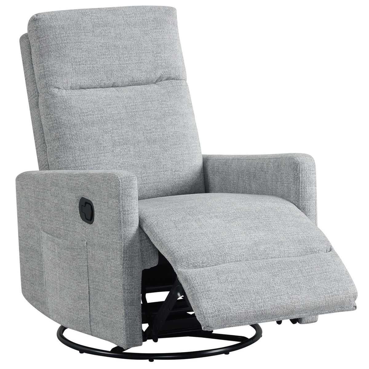 Swivel Rocking Chair 360° Nursery Reclining Rocker Armchair with Cushioned Back-Gray