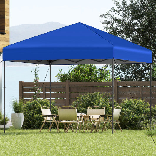 10 X 10 Feet Pop up Canopy Tent with Portable Carrying Bag and 8 Stakes-Blue