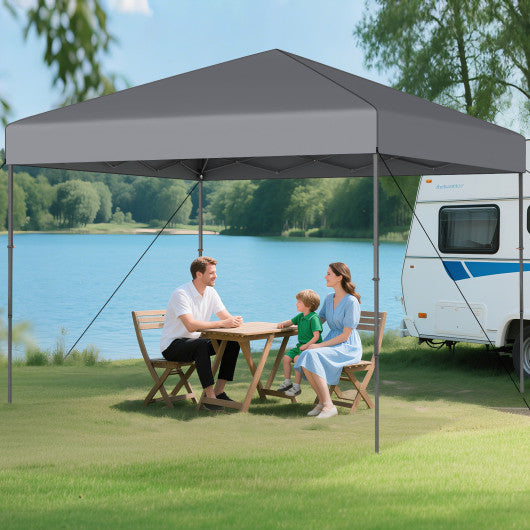10 X 10 Feet Pop up Canopy Tent with Portable Carrying Bag and 8 Stakes-Gray