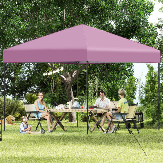 10 X 10 Feet Pop up Canopy Tent with Portable Carrying Bag and 8 Stakes-Pink