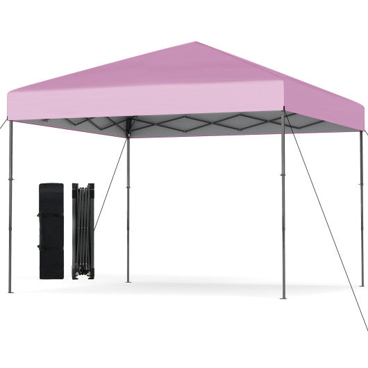 10 X 10 Feet Pop up Canopy Tent with Portable Carrying Bag and 8 Stakes-Pink