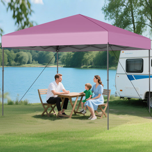 10 X 10 Feet Pop up Canopy Tent with Portable Carrying Bag and 8 Stakes-Pink