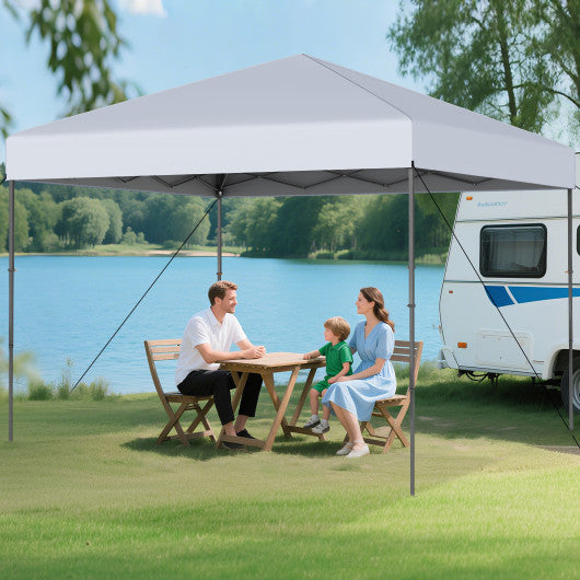 10 X 10 Feet Pop up Canopy Tent with Portable Carrying Bag and 8 Stakes-White