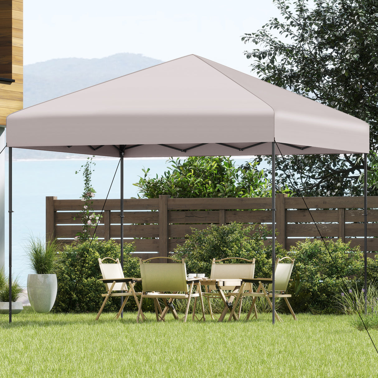 10 X 10 Feet Pop up Canopy Tent with Portable Carrying Bag and 8 Stakes-Yellow