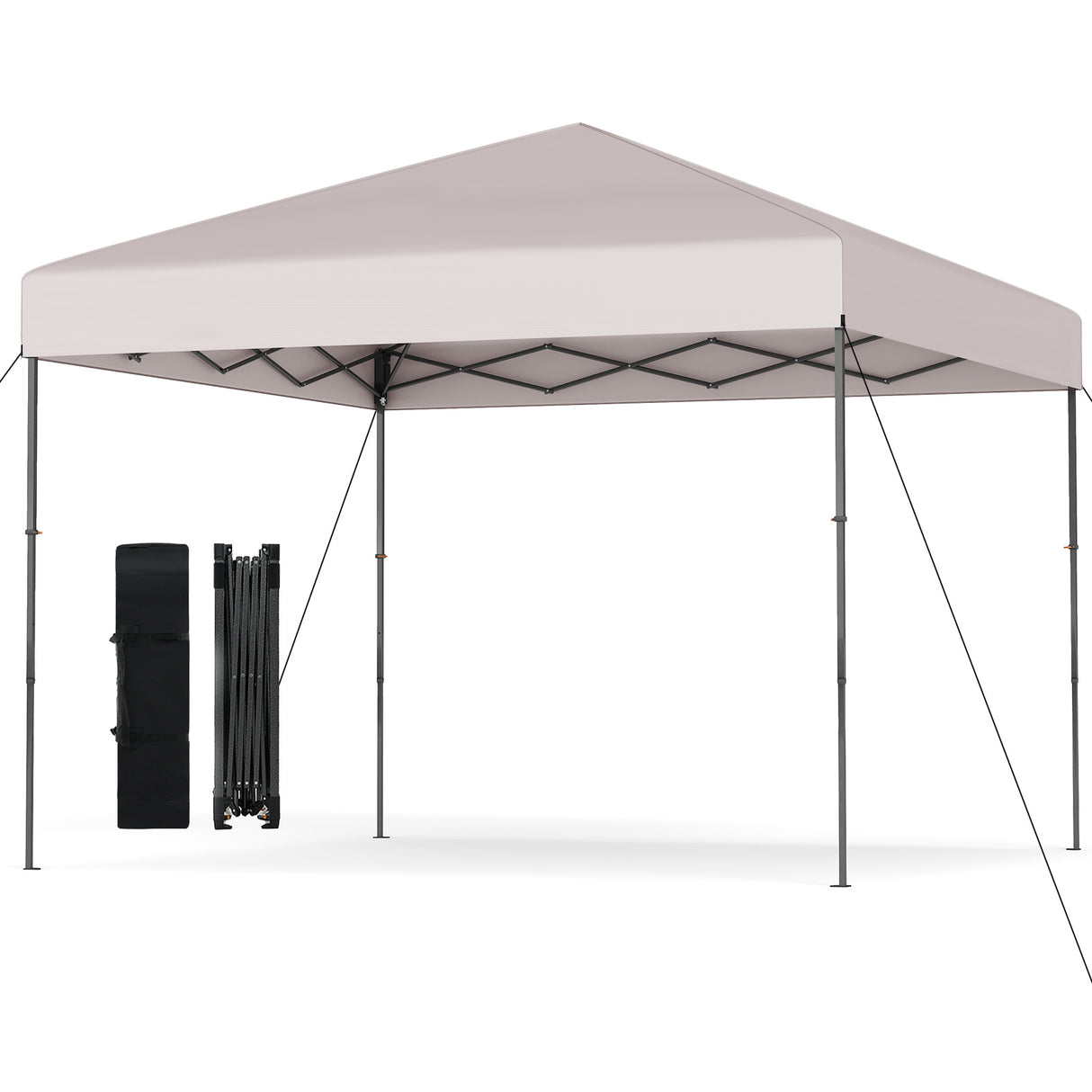 10 X 10 Feet Pop up Canopy Tent with Portable Carrying Bag and 8 Stakes-Yellow