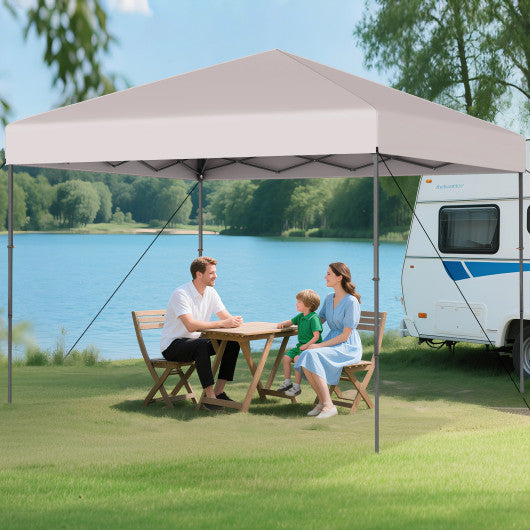 10 X 10 Feet Pop up Canopy Tent with Portable Carrying Bag and 8 Stakes-Yellow