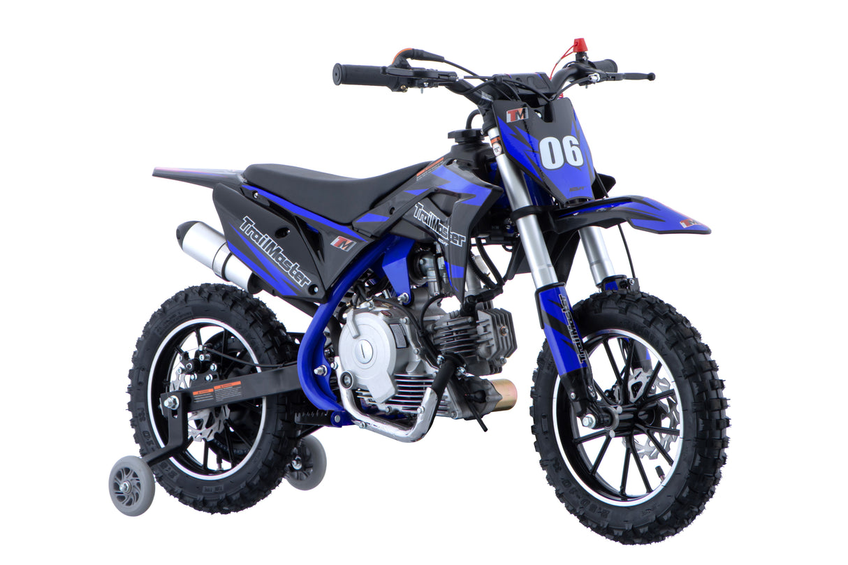 TrailMaster TM06 60cc Gas Dirt Bike, with Electric Start, Automatic, Training Wheels Included, Ages 6-9