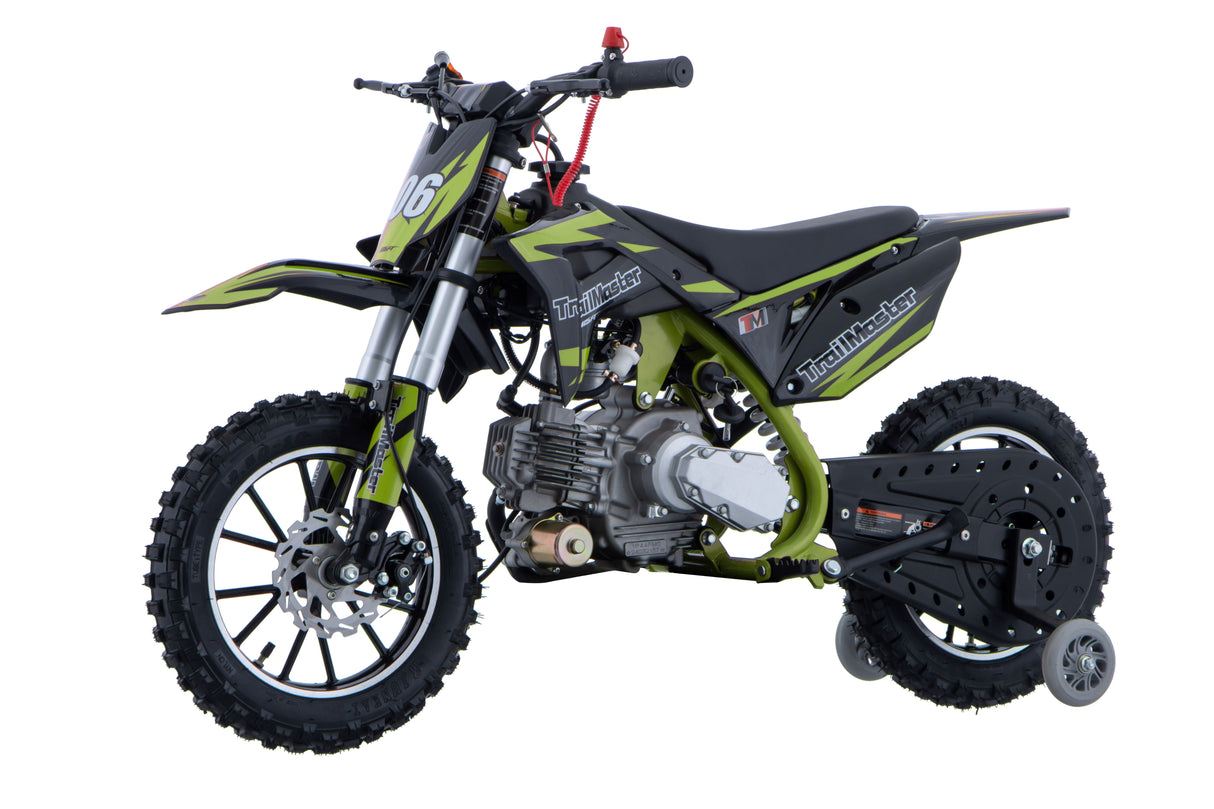TrailMaster TM06 60cc Gas Dirt Bike, with Electric Start, Automatic, Training Wheels Included, Ages 6-9