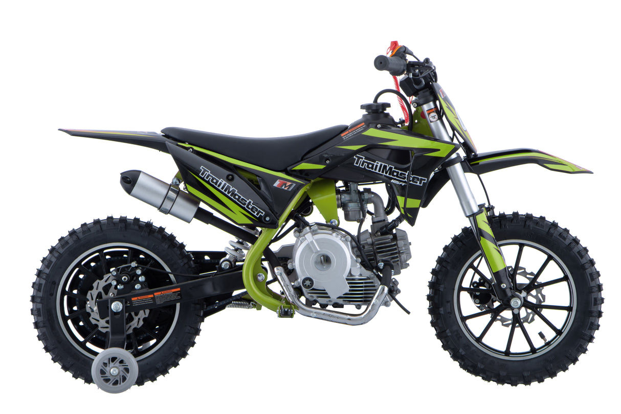TrailMaster TM06 60cc Gas Dirt Bike, with Electric Start, Automatic, Training Wheels Included, Ages 6-9