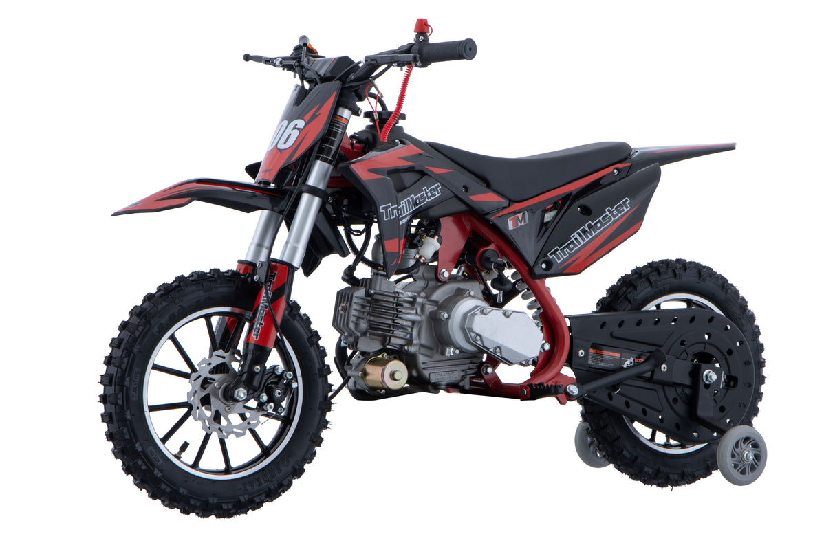 TrailMaster TM06 60cc Gas Dirt Bike, with Electric Start, Automatic, Training Wheels Included, Ages 6-9
