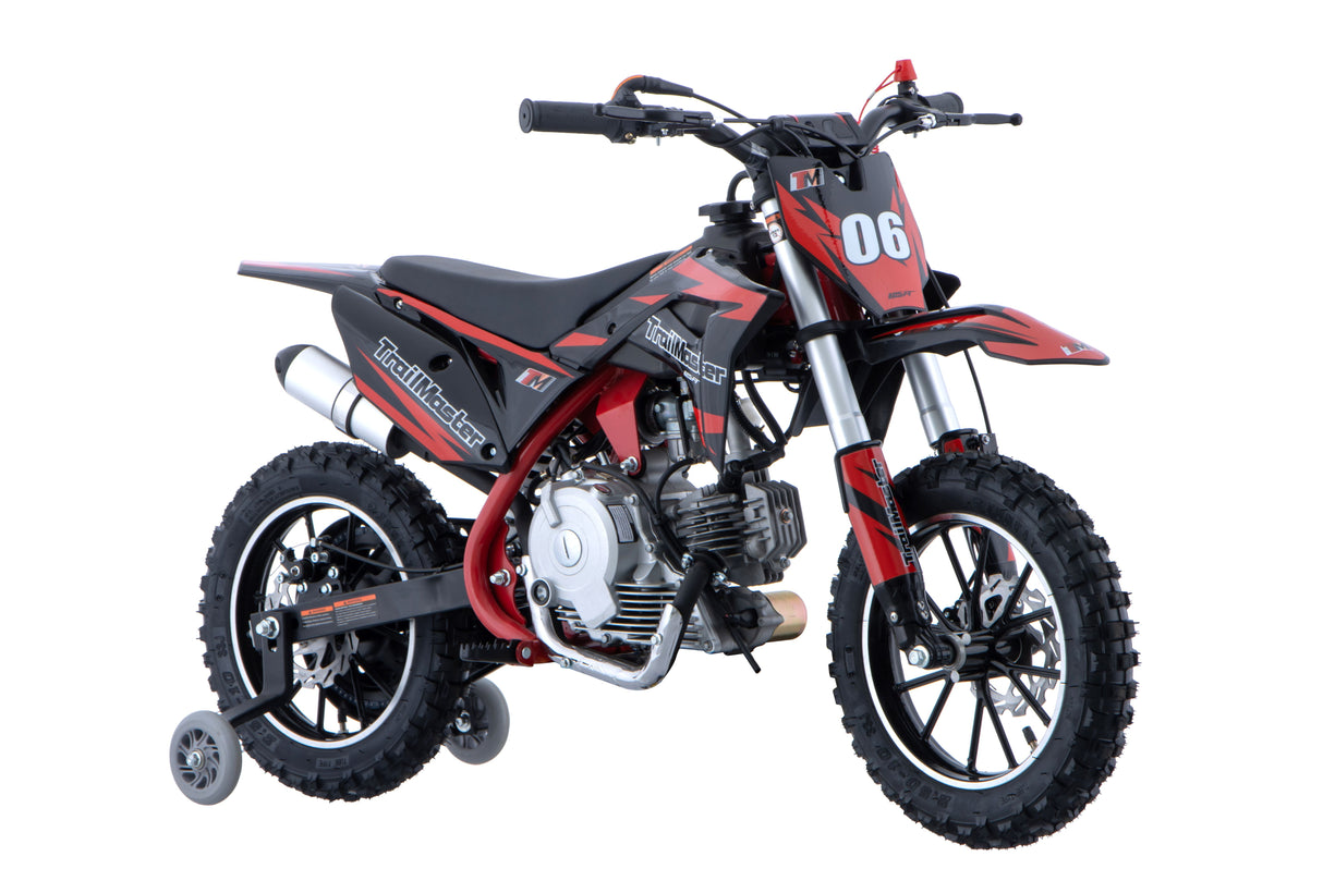 TrailMaster TM06 60cc Gas Dirt Bike, with Electric Start, Automatic, Training Wheels Included, Ages 6-9