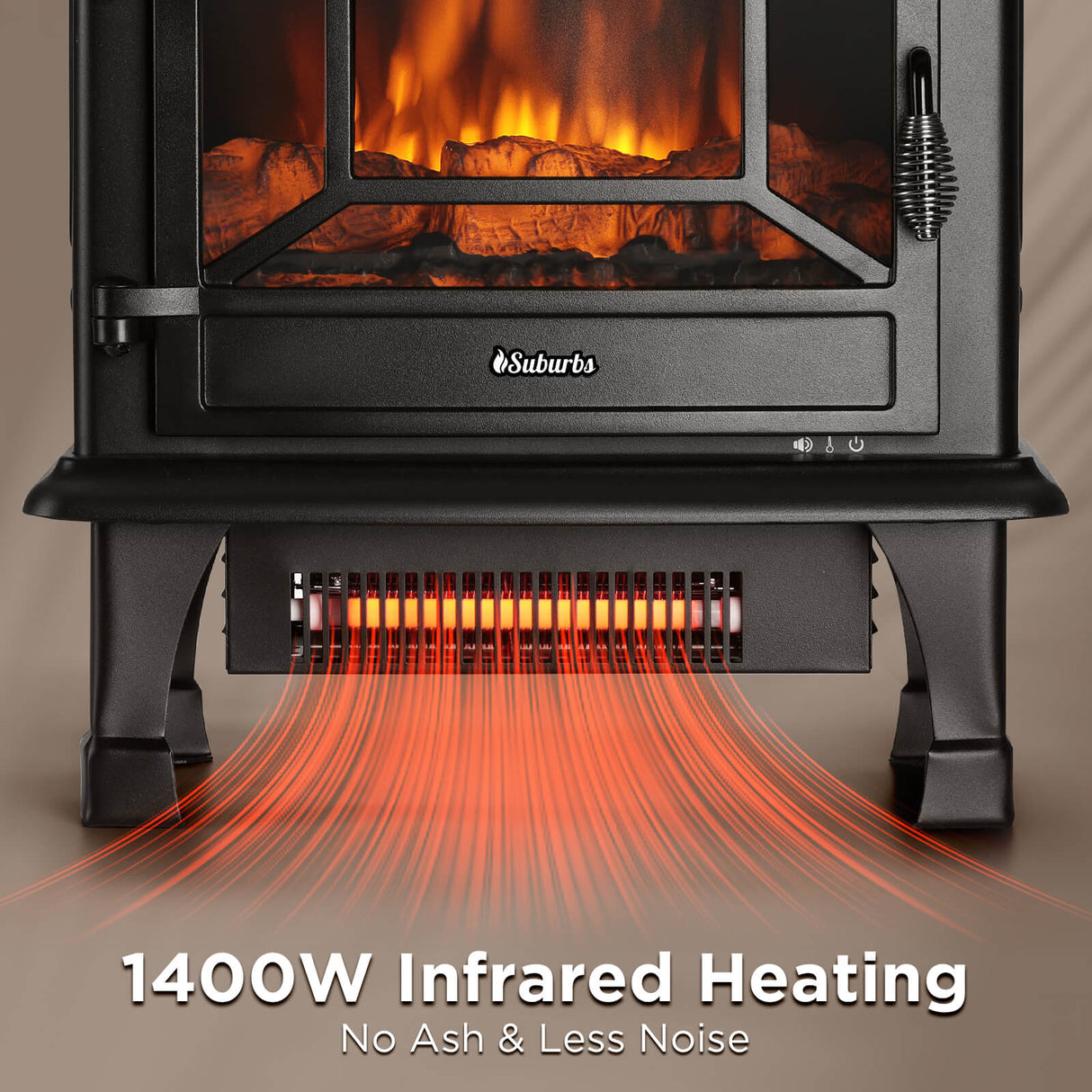 Suburbs TS20-SD Electric Fireplace Stove Heater with Sound