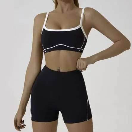 Spaghetti Strap Contrast Color Yoga Sports Suit