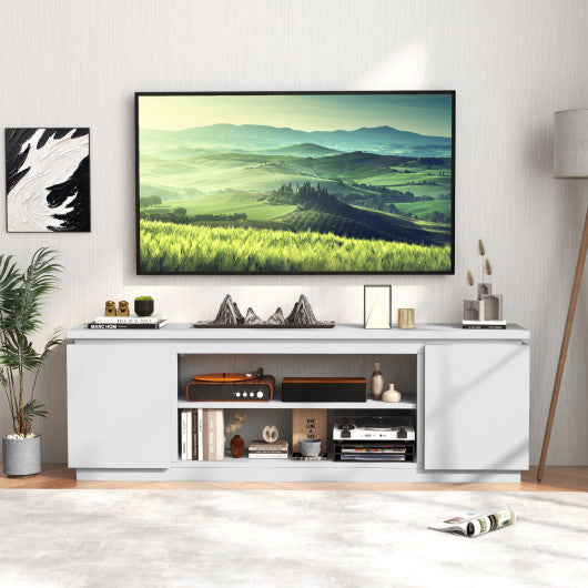 TV Cabinet with 3 Adjustable Shelves and Anti-Tipping Kits for TVs up to 80 Inch-White