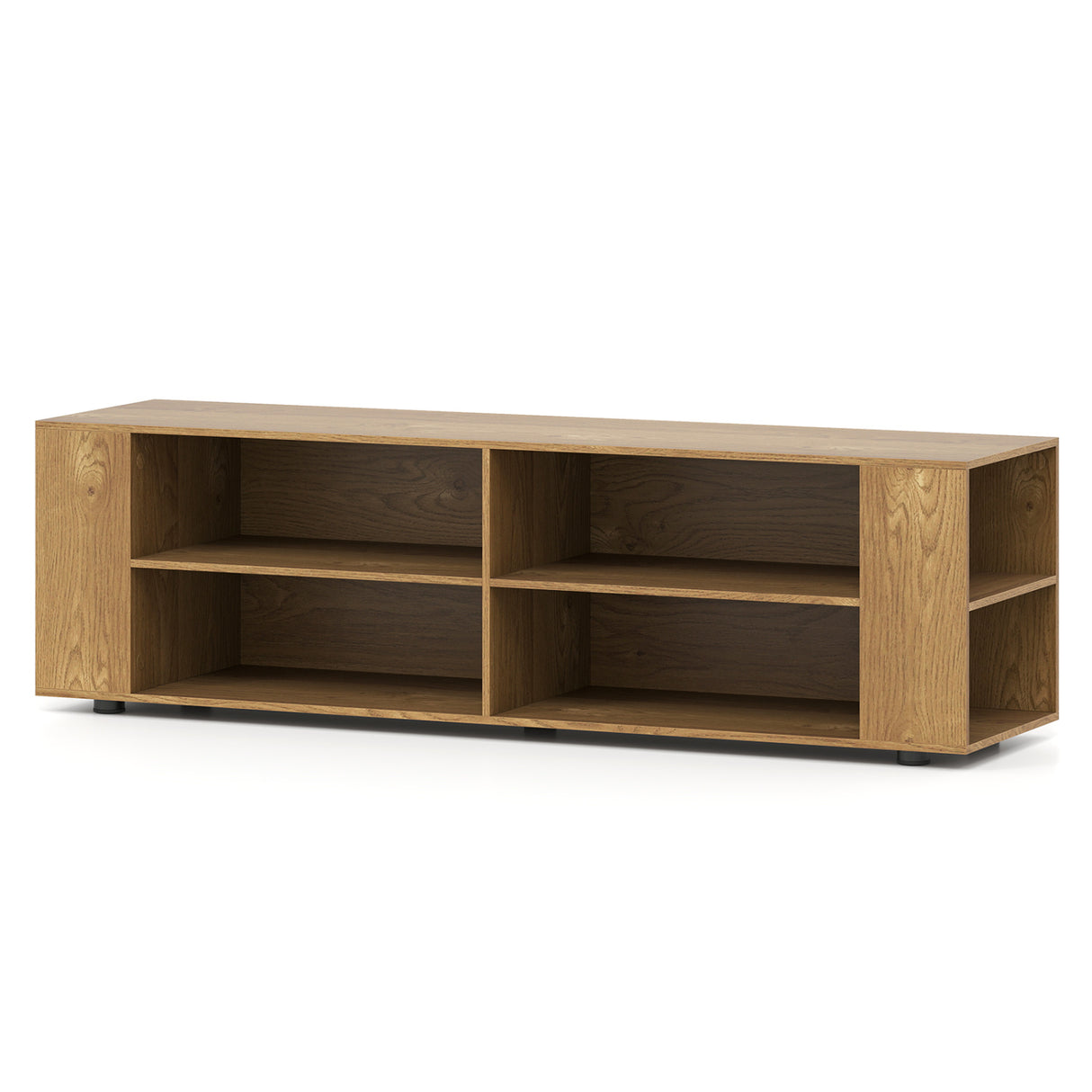 59 Inch Console Storage Entertainment Media Wood TV Stand-Black