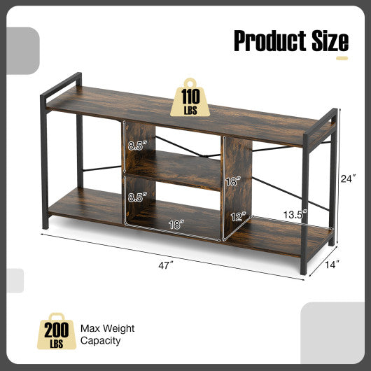 TV Stand for 55 Inch TVs Industrial Entertainment Center-Rustic Brown