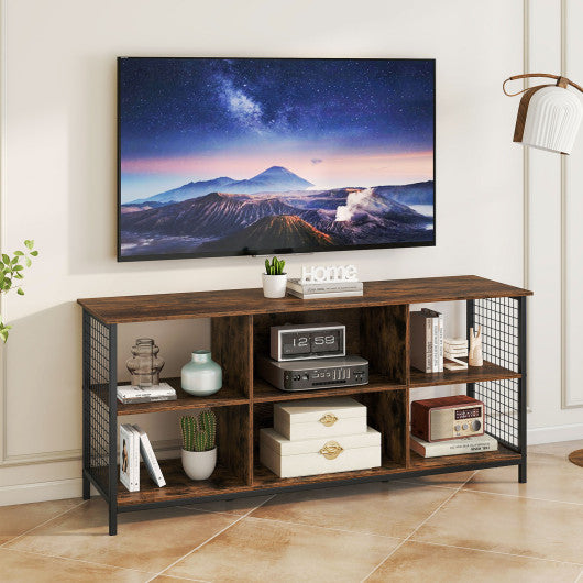 TV Stand for 65 Inch TVs-Rustic Brown and Black