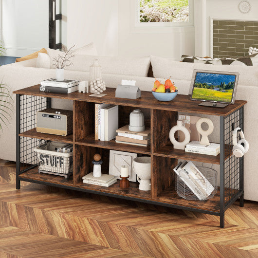 TV Stand for 65 Inch TVs-Rustic Brown and Black