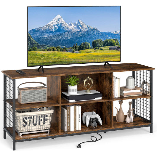 TV Stand for 65 Inch TVs-Rustic Brown and Black