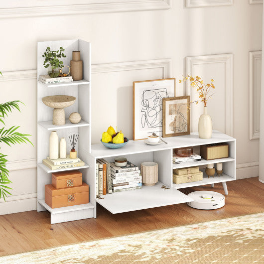 TV Stand for TVs up to 50 Inches Entertainment Center Modern Mid Century TV Cabinet-White