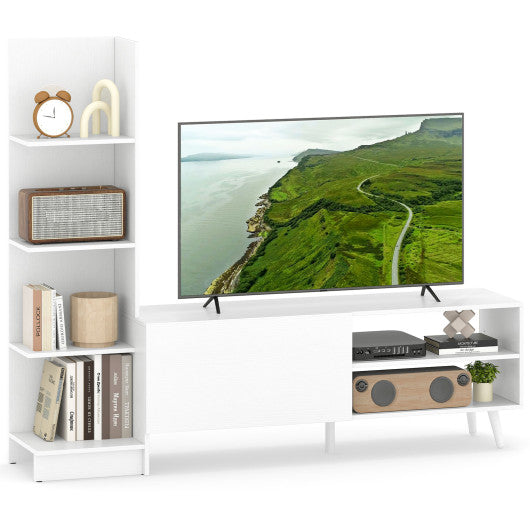 TV Stand for TVs up to 50 Inches Entertainment Center Modern Mid Century TV Cabinet-White