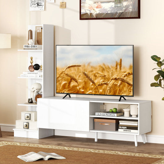 TV Stand for TVs up to 50 Inches Entertainment Center Modern Mid Century TV Cabinet-White