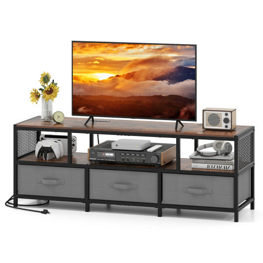 TV Stand for TVs up to 65 Inches with Power Outlets USB Charging-Rustic Brown