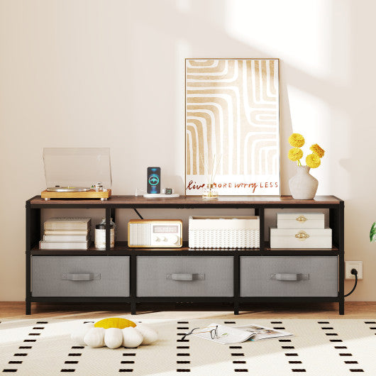 TV Stand for TVs up to 65 Inches with Power Outlets USB Charging-Rustic Brown